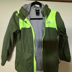The North Face Green and Gray Rain Jacket